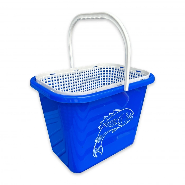 Balıkçı Kovası - 15 lt - Fishack - Süzgeçli - Mavi (Kod 179)
