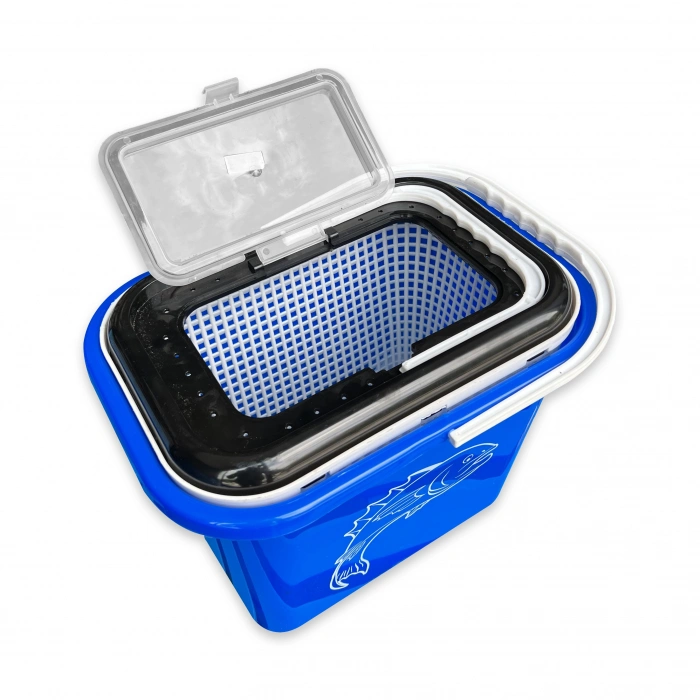 Balıkçı Kovası - 15 lt - Fishack - Süzgeçli - Mavi (Kod 179)