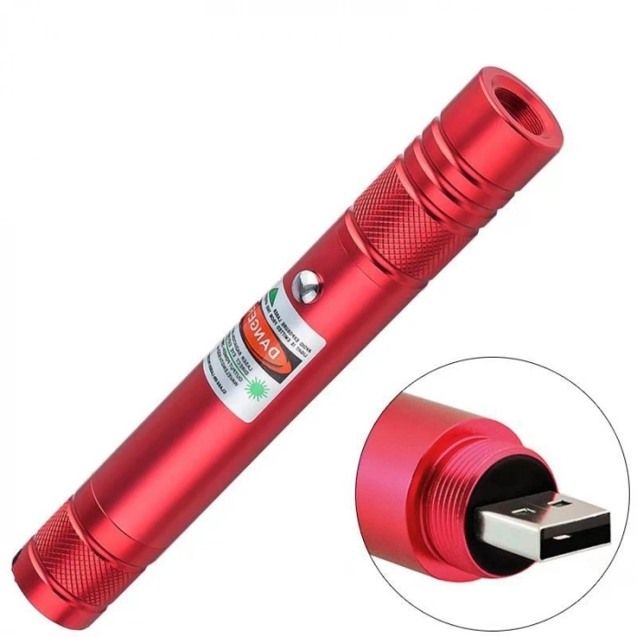 Fithome 100mw Desen Başlıklı Usb Şarjlı Yeşil Lazer Pointer