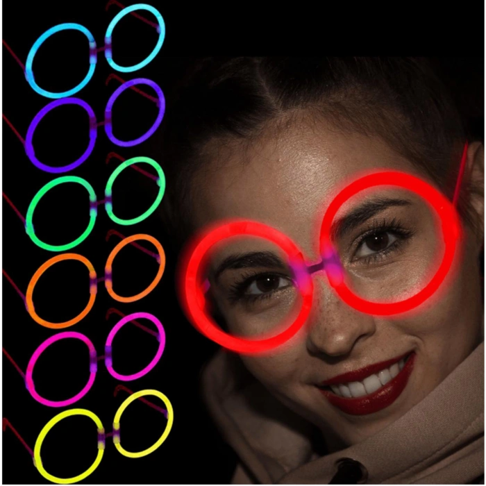 Glow  Yuvarlak Gözlük - Glow Partisi Gözlükleri - Glow Gözlük 12 Adet