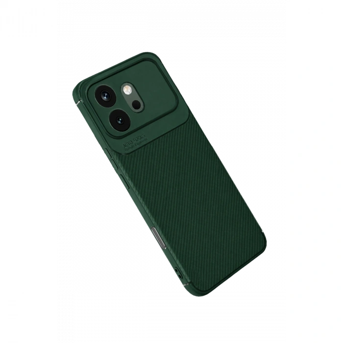 Huawei Honor 600 Auto Focus Karbon Kapak - Koyu Yeşil
