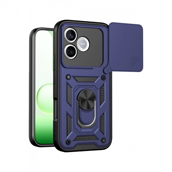 Huawei Honor 600 Lite Pars Lens Yüzüklü Silikon - Lacivert