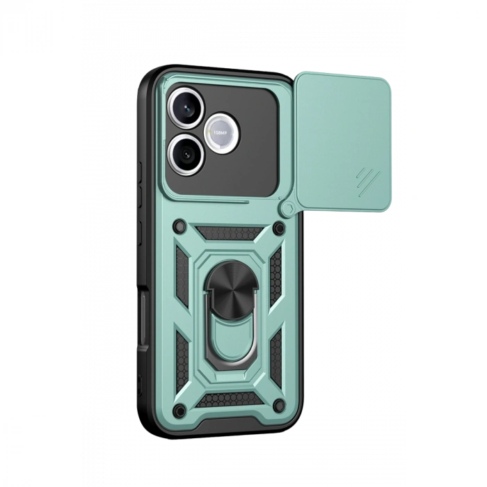 Huawei Honor 600 Lite Pars Lens Yüzüklü Silikon - Yeşil