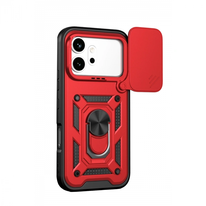 Huawei Honor 600 Pars Lens Yüzüklü Silikon - Kırmızı