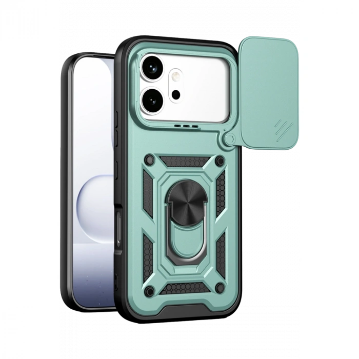 Huawei Honor 600 Pars Lens Yüzüklü Silikon - Yeşil
