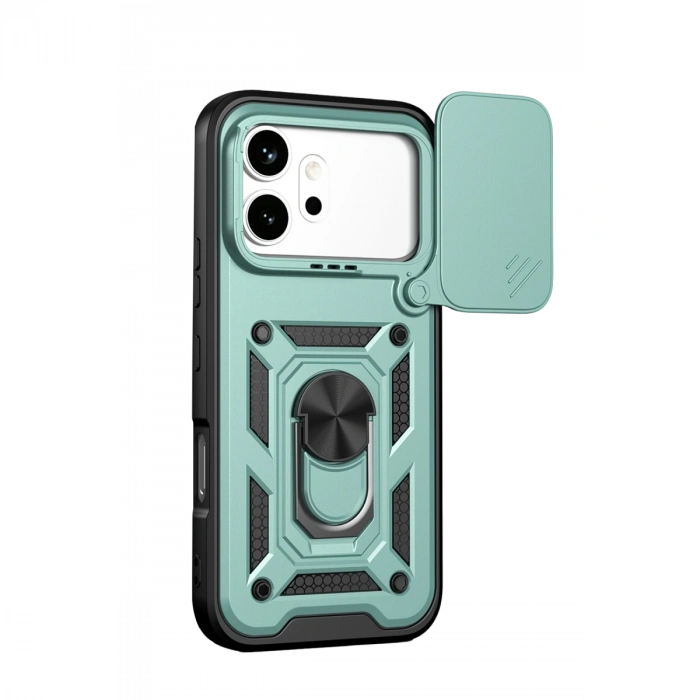 Huawei Honor 600 Pars Lens Yüzüklü Silikon - Yeşil