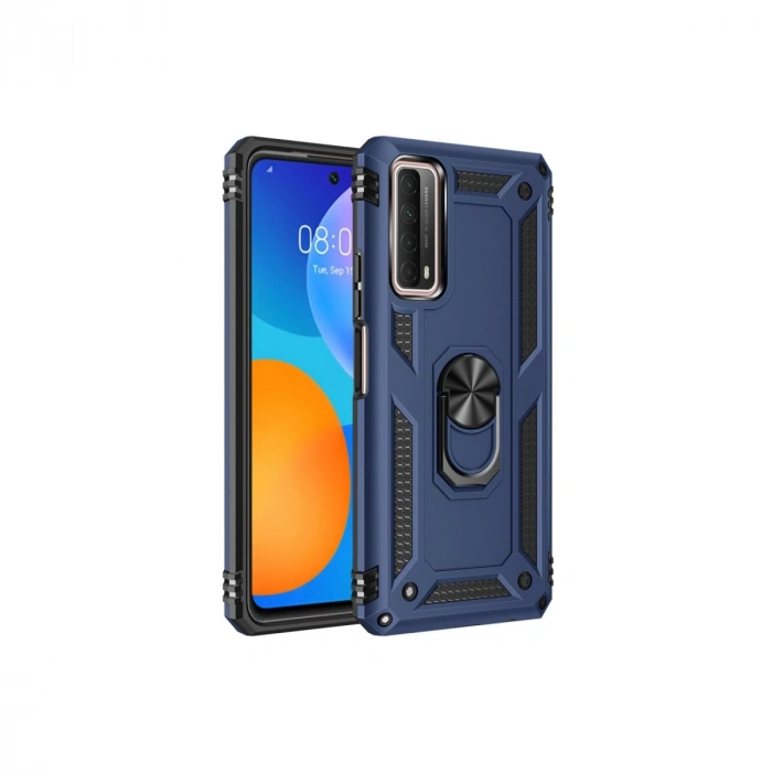 Huawei P Smart 2021 Kılıf Sofya Yüzüklü Silikon Kapak - Lacivert