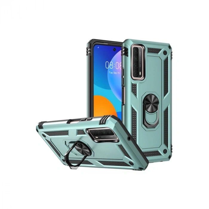Huawei P Smart 2021 Kılıf Sofya Yüzüklü Silikon Kapak - Yeşil