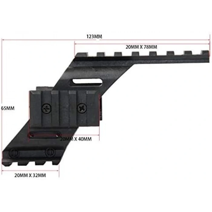 İçin   Polimer Naylon  Fener, Lazer  Üst Ray  22mm