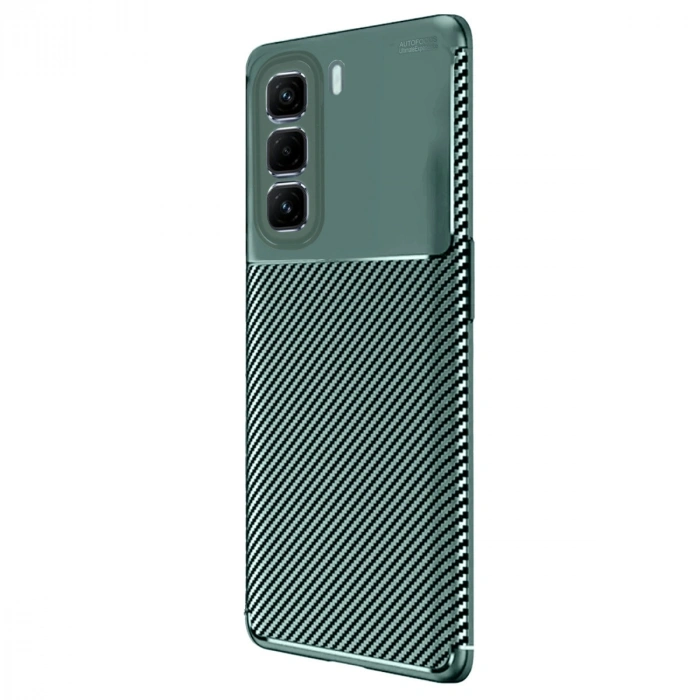 İnfinix Hot 50 4g Kılıf Auto Focus Karbon Kapak - Koyu Yeşil