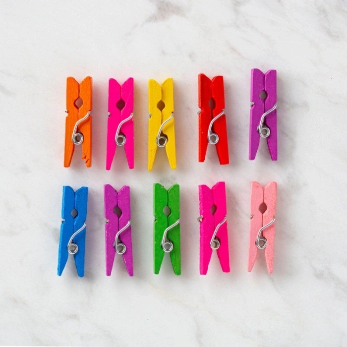 İpli Mini Mandal Seti - 50li Paket - Karışık Renkli Set