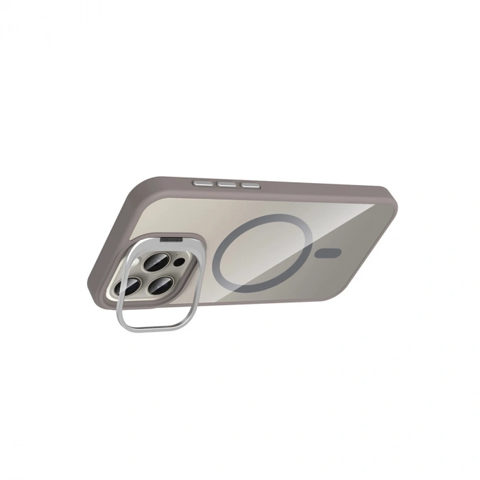 Joko Apple İphone 15 Pro Max Remim Lensli Magsafe Standlı Kapak - Titan Gri