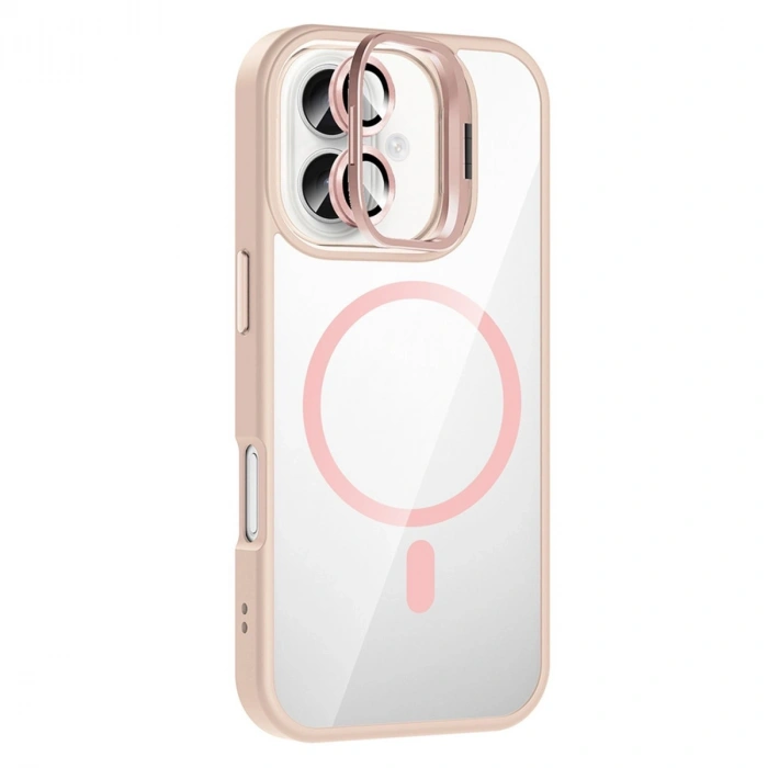 Joko Apple İphone 16 Plus Remim Lensli Magsafe Standlı Kapak - Pembe