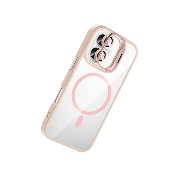 Joko Apple İphone 16 Remim Lensli Magsafe Standlı Kapak - Pembe