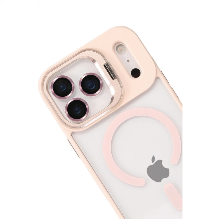 Joko Apple İphone 17 Pro Max Remim Lensli Magsafe Standlı Kapak - Pembe