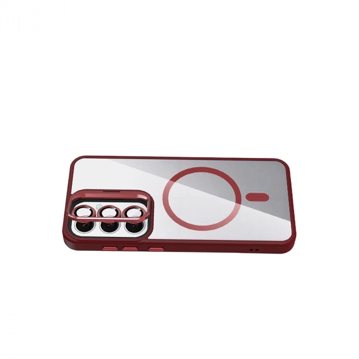 Joko Samsung Galaxy S24 Fe Remim Lensli Magsafe Standlı Kapak - Bordo