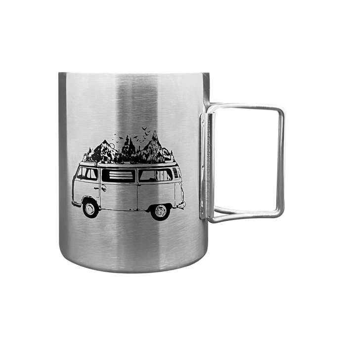 Katlanabilir Saplı Çelik Kupa Bardak - Orcamp - 180 ml - Karavan (OUT-1800)