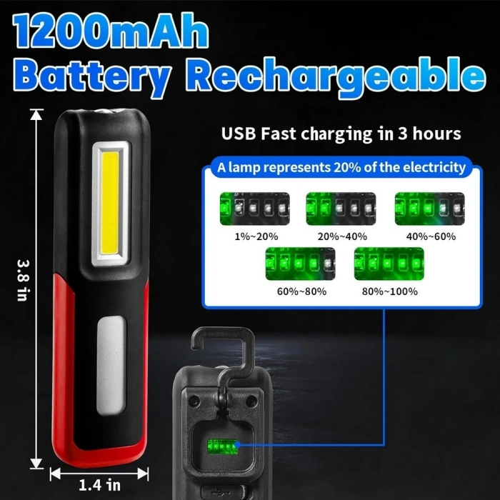 Lightingx Lx-028 Cob Led Mıknatıslı Çalışma Lambası Tamirci Feneri