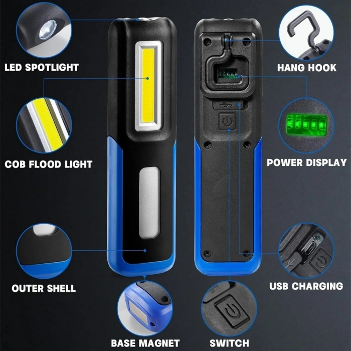 Lightingx Lx-028 Cob Led Mıknatıslı Çalışma Lambası Tamirci Feneri