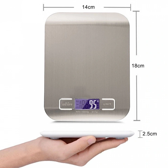 Lüx Dijital Mutfak Terazisi 5 Kg 1 Gr Hassas Paslanmaz Çelik + Pil