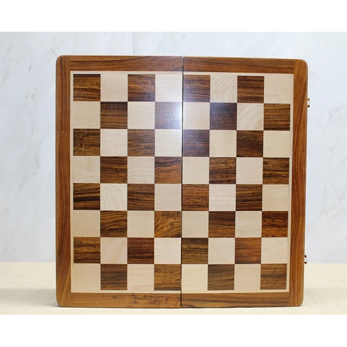 Mıknatıs Taşlı Ahşap Katlanabilir Kutulu Satranç Oyunu 40 Cm G225