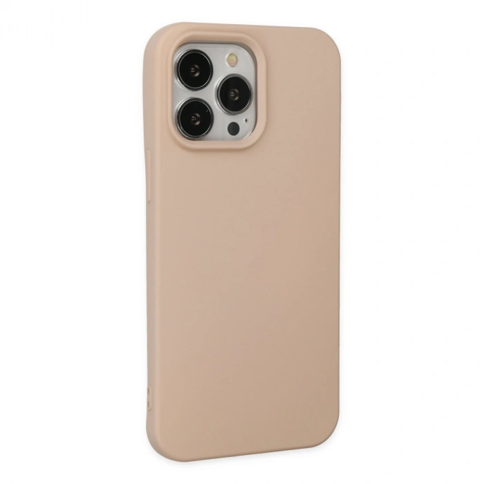 Newface Apple İphone 15 Pro Kılıf Nano İçi Kadife Silikon - Pudra