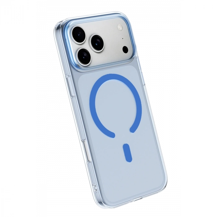 Newface Apple İphone 18 Pro Combo Sert Şeffaf Magsafe Kapak - Açık Mavi