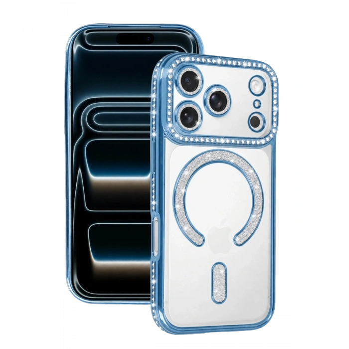 Newface Apple İphone 18 Pro Joke Simli Magneticsafe Kılıf - Sierra Blue