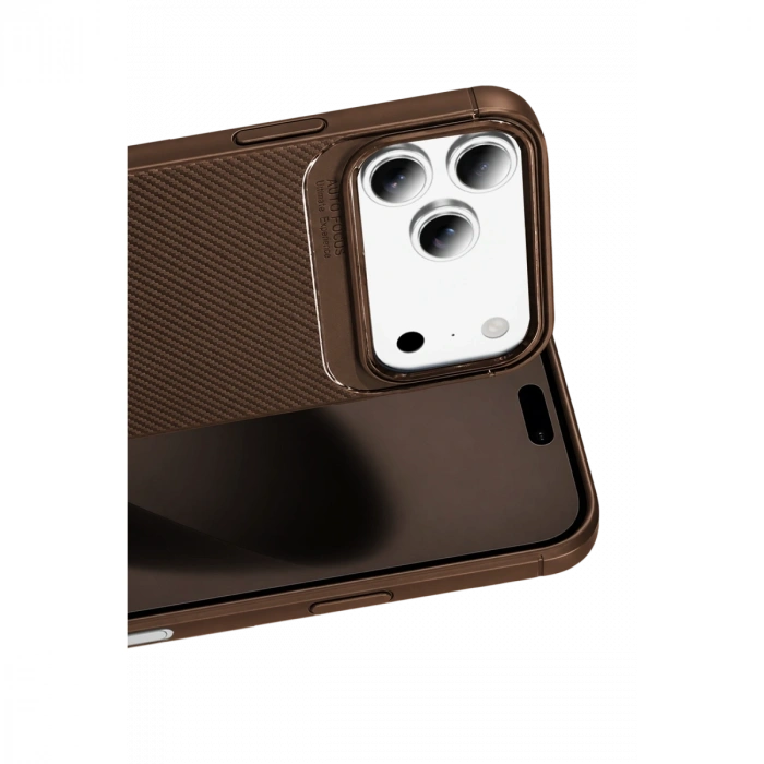 Newface Apple İphone 18 Pro Max Auto Focus Karbon Kapak - Kahverengi