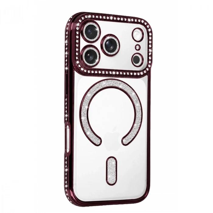 Newface Apple İphone 18 Pro Max Joke Simli Magneticsafe Kılıf - Bordo