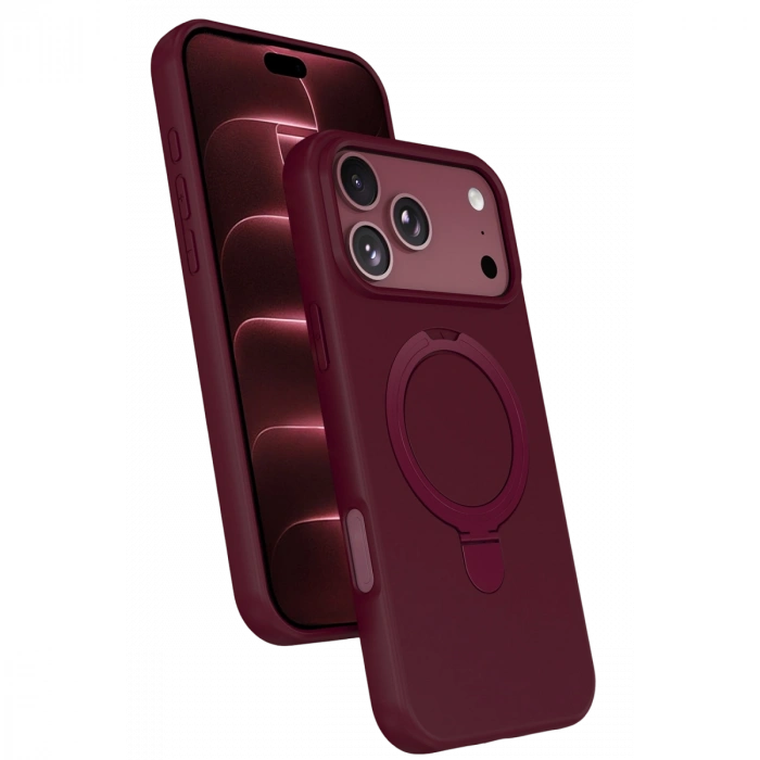Newface Apple İphone 18 Pro Regal Magsafe Standlı Kapak - Bordo