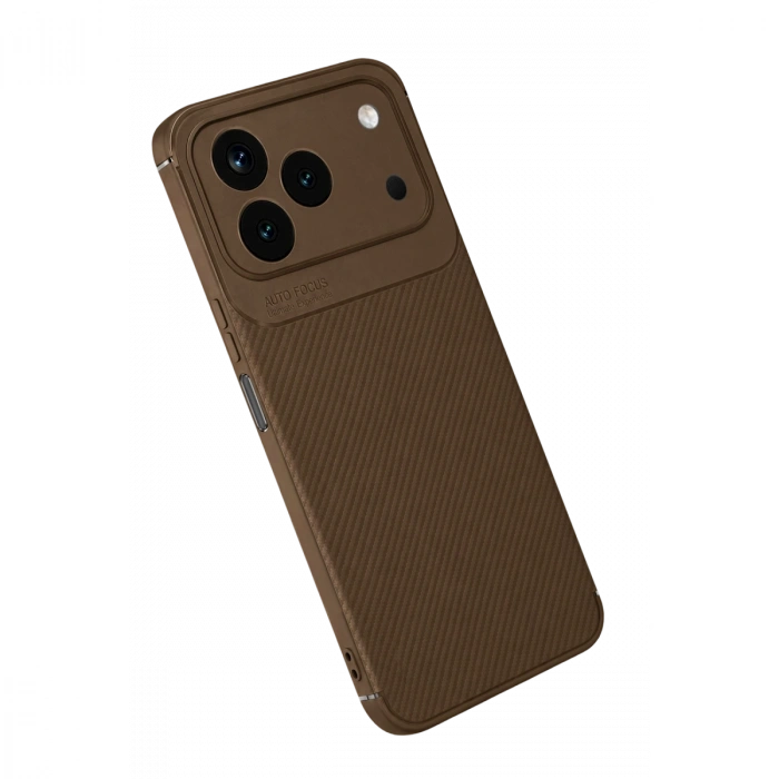 Newface Tecno Spark 50 4g Auto Focus Karbon Kapak - Kahverengi