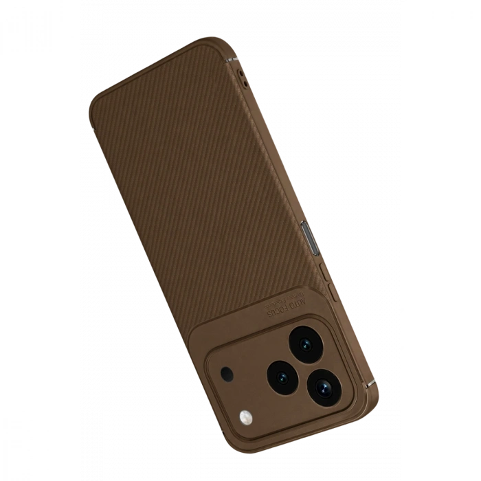 Newface Tecno Spark 50 4g Auto Focus Karbon Kapak - Kahverengi