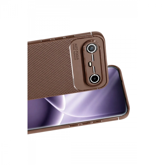 Newface Tecno Spark Slim 5g Auto Focus Karbon Kapak - Kahverengi