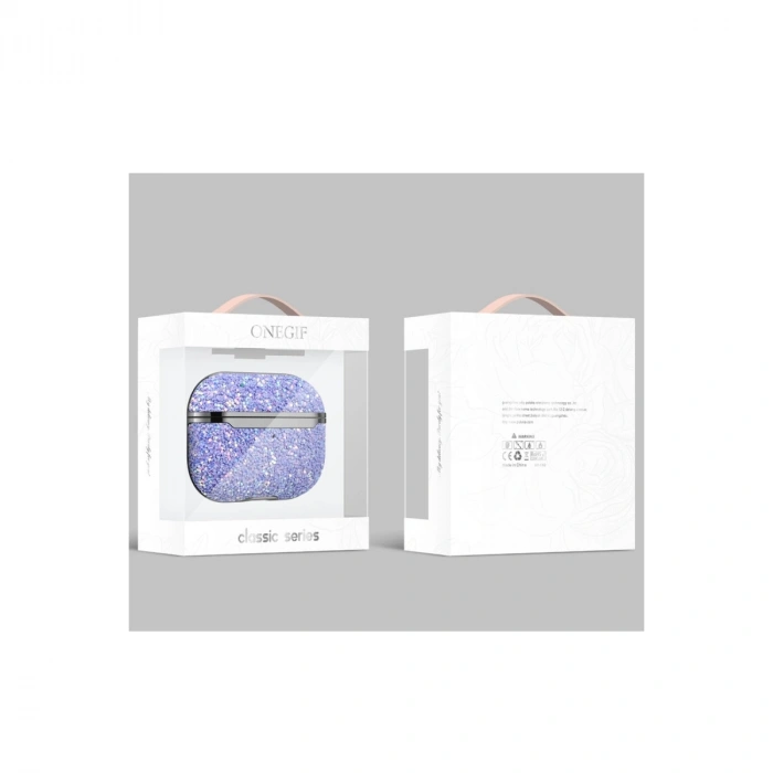 Onegif Apple Airpods 3 (3.nesil) Bright Simli Airpods Kapak - Siyah
