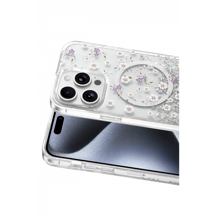 Onegif Apple İphone 14 Pro Max Misk Simli Magsafe Kapak - Desen 2
