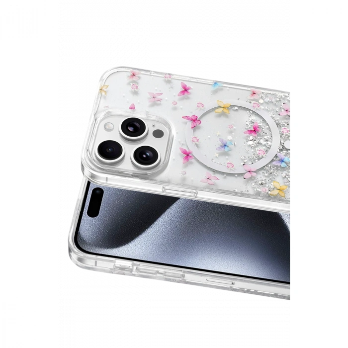 Onegif Apple İphone 14 Pro Max Misk Simli Magsafe Kapak - Desen 4