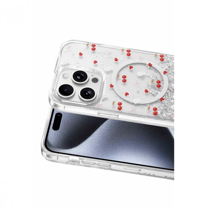 Onegif Apple İphone 14 Pro Max Misk Simli Magsafe Kapak - Desen 5