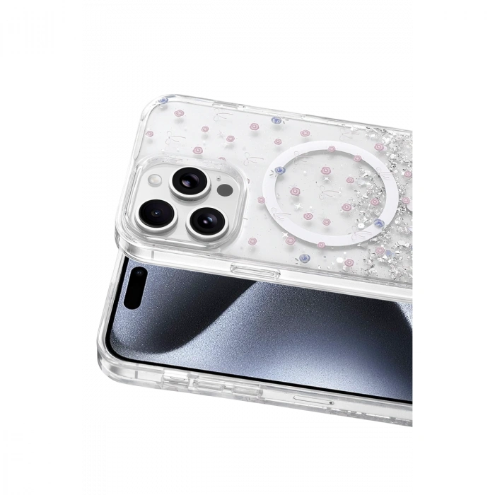 Onegif Apple İphone 15 Pro Max Misk Simli Magsafe Kapak - Desen 1