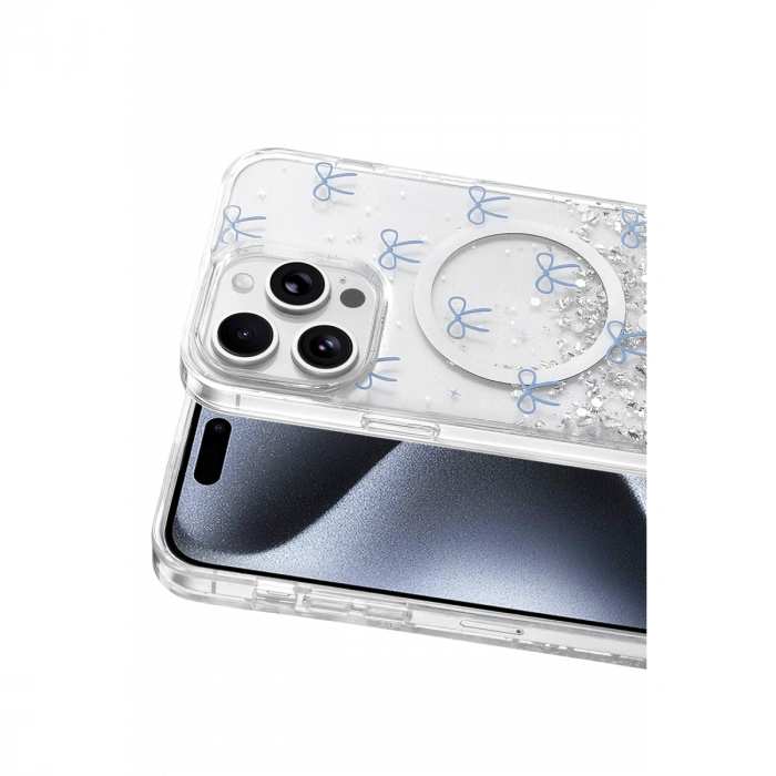 Onegif Apple İphone 15 Pro Max Misk Simli Magsafe Kapak - Desen 3