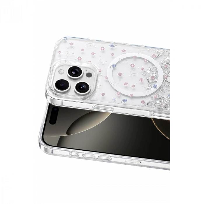 Onegif Apple İphone 16 Pro Max Misk Simli Magsafe Kapak - Desen 1