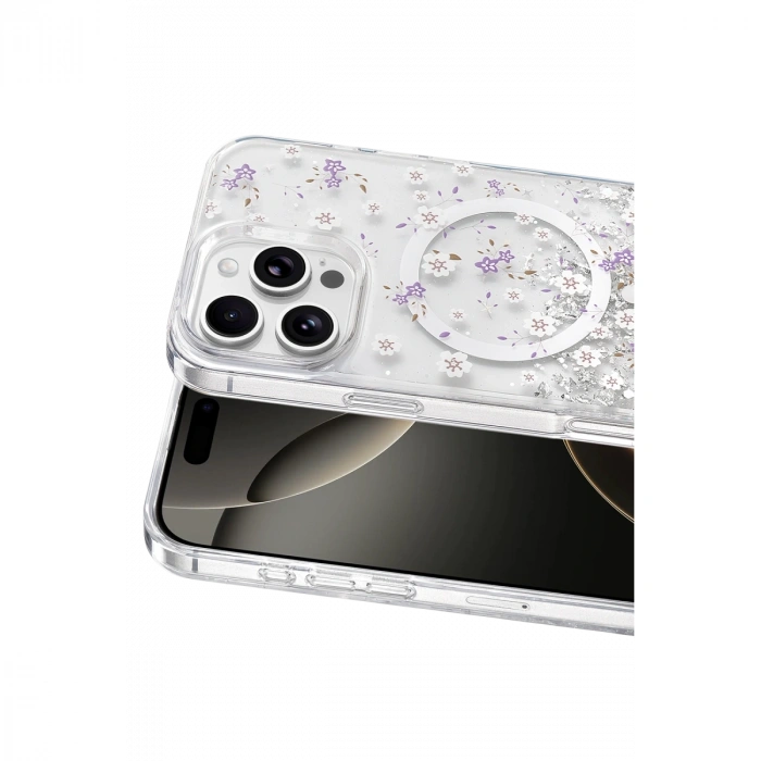 Onegif Apple İphone 16 Pro Max Misk Simli Magsafe Kapak - Desen 2