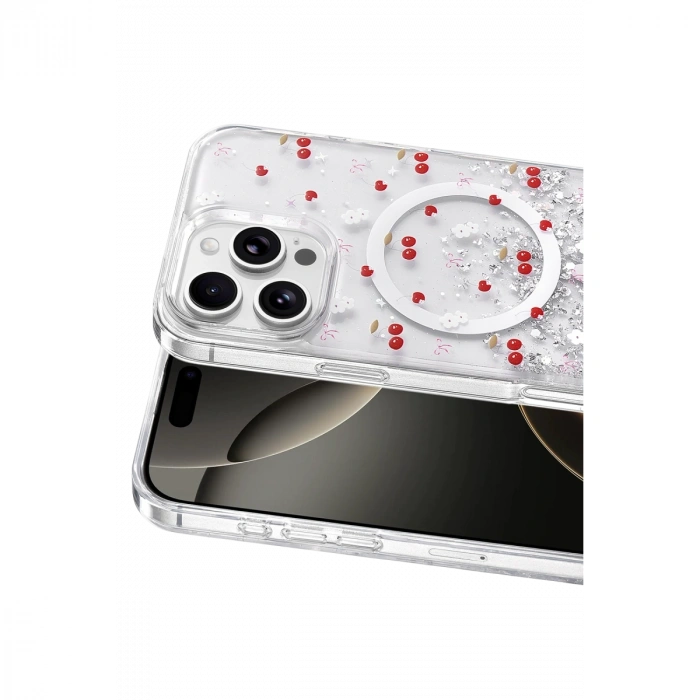 Onegif Apple İphone 16 Pro Max Misk Simli Magsafe Kapak - Desen 5