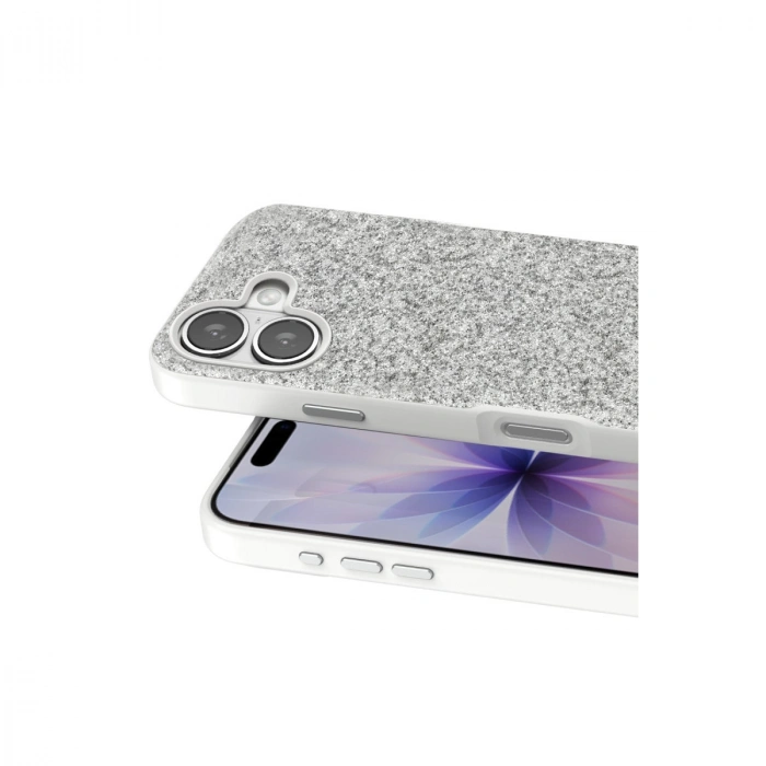 Onegif Apple İphone 17 Bright Simli Kapak - Beyaz