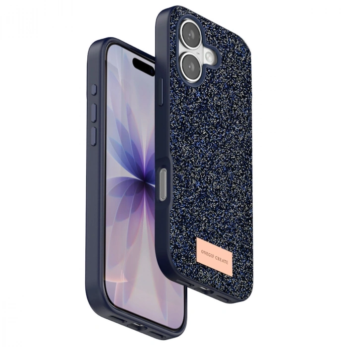 Onegif Apple İphone 17 Bright Simli Kapak - Mavi