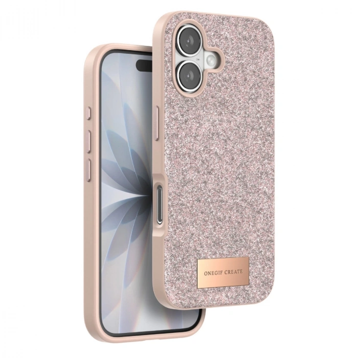 Onegif Apple İphone 17 Bright Simli Kapak - Pembe