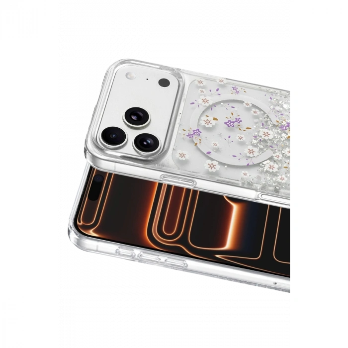 Onegif Apple İphone 17 Pro Misk Simli Magsafe Kapak - Desen 2