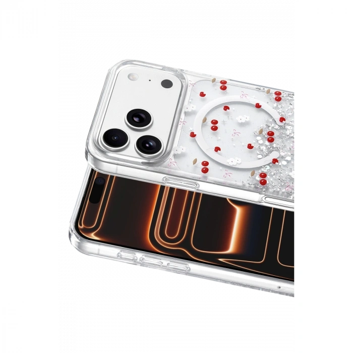 Onegif Apple İphone 17 Pro Misk Simli Magsafe Kapak - Desen 5