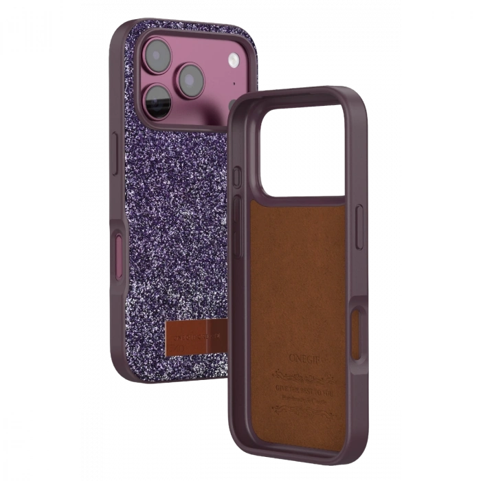 Onegif Apple İphone 18 Pro Bright Simli Kapak - Bordo