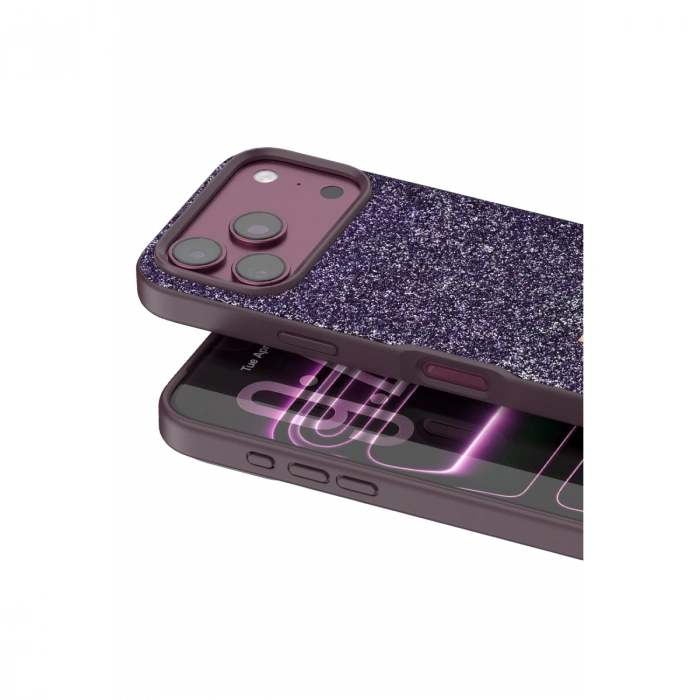 Onegif Apple İphone 18 Pro Max Bright Simli Kapak - Bordo